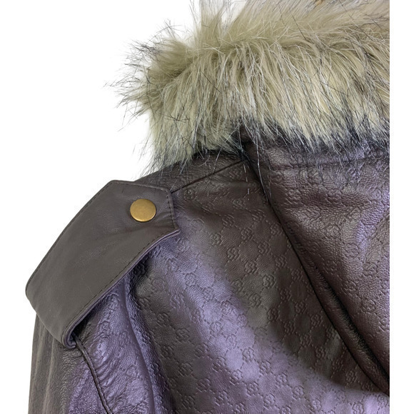 SPECIAL BLEND Dark Brown Embossed Leather Snowboarding Jacket - Picture 12 of 15